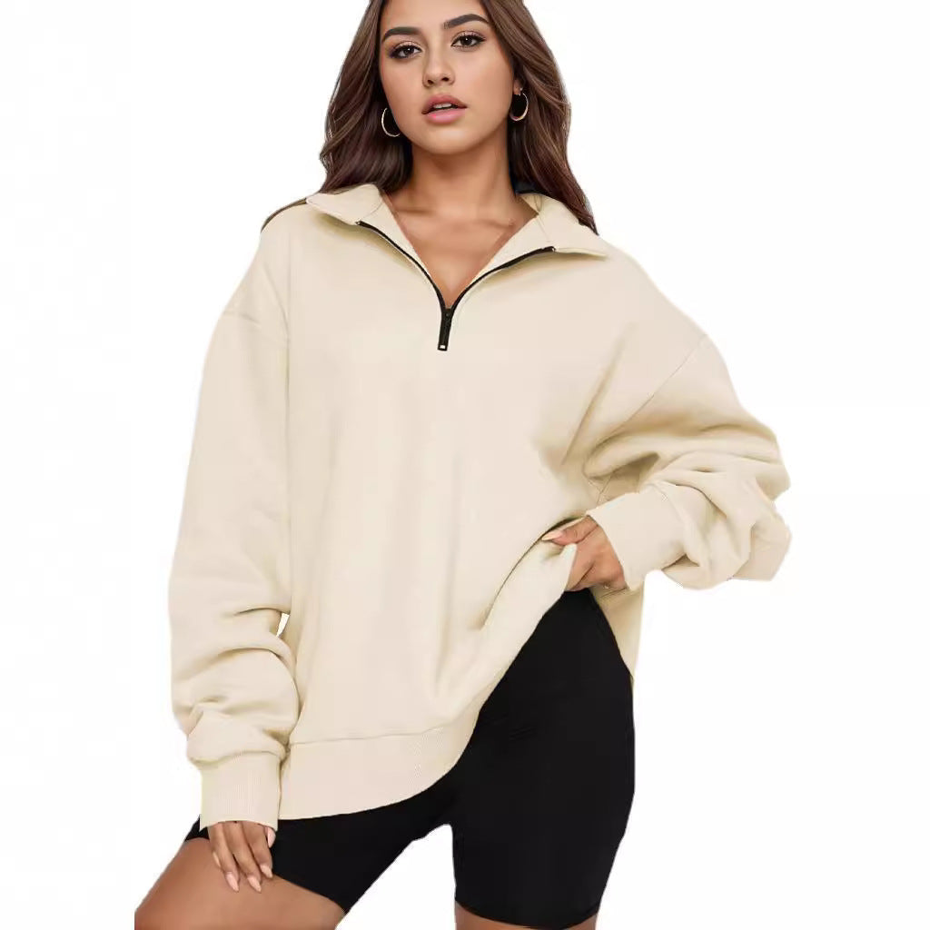 Women's Casual Half Zipper Pullover Long Sleeve Sweaters