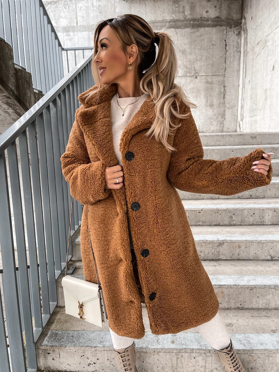 Women's Fur Long Sleeve Lapel Female Plush Coats