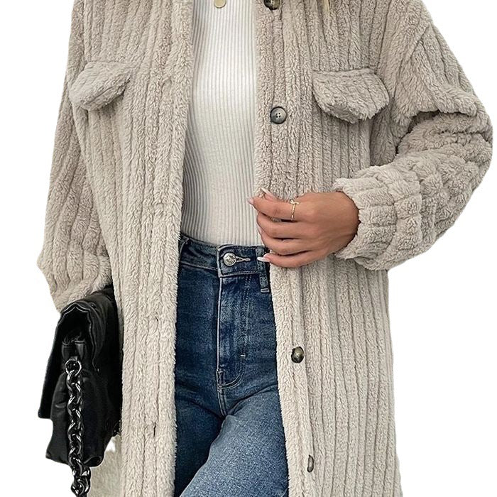 Women's Trendy Glamorous Fur Lapel Plush Coats