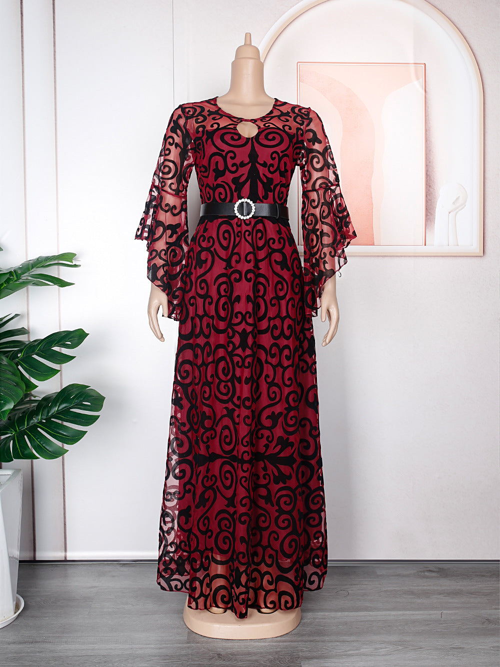 Women's Printed Long Dress African Wear Chiffon Dresses