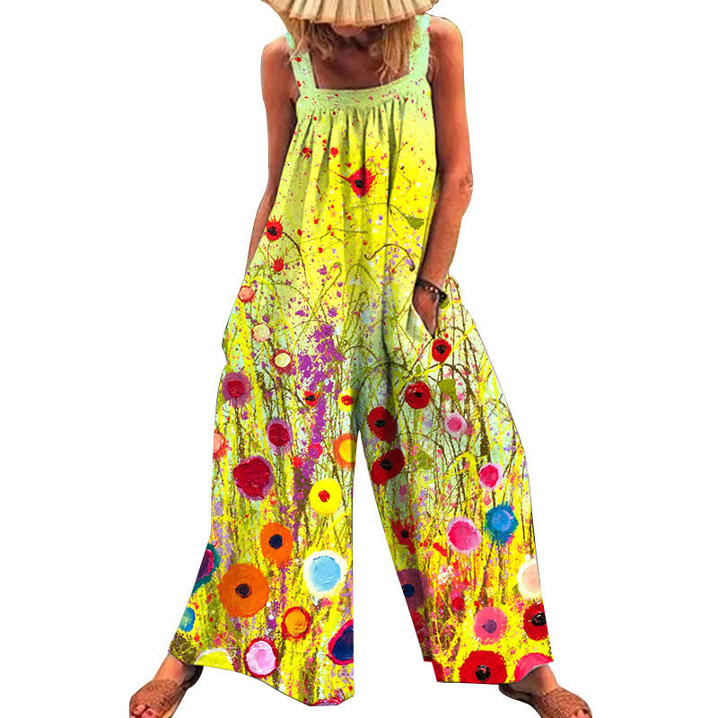 Women's Summer Large Printed Loose Wide Leg Pants