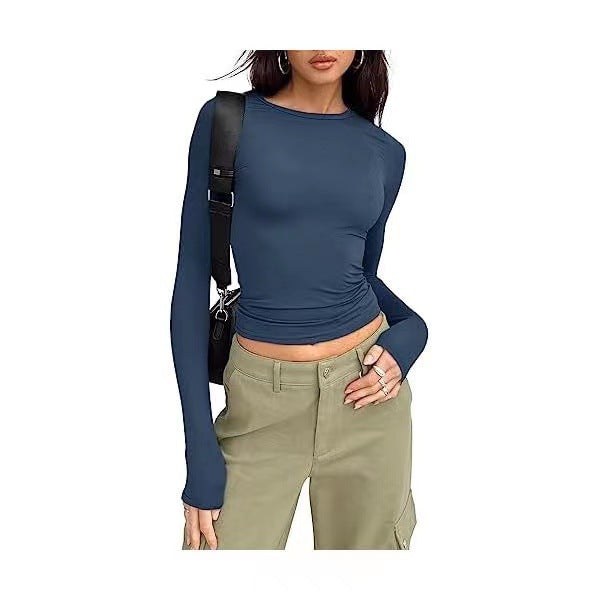 Women's Long Sleeve T-shirt Solid Color Slim Pullover Street Blouses