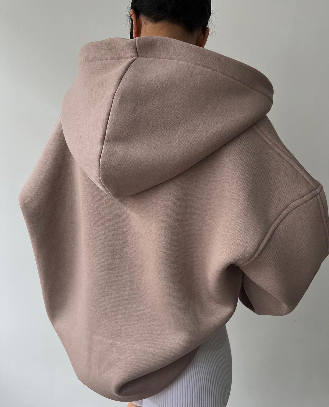 Fleece-lined Hooded Printed Long Sleeve Basic Sweaters