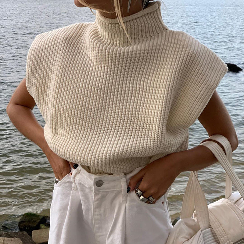 Women's Color Knitted Sexy Temperament Turtleneck With Shorts