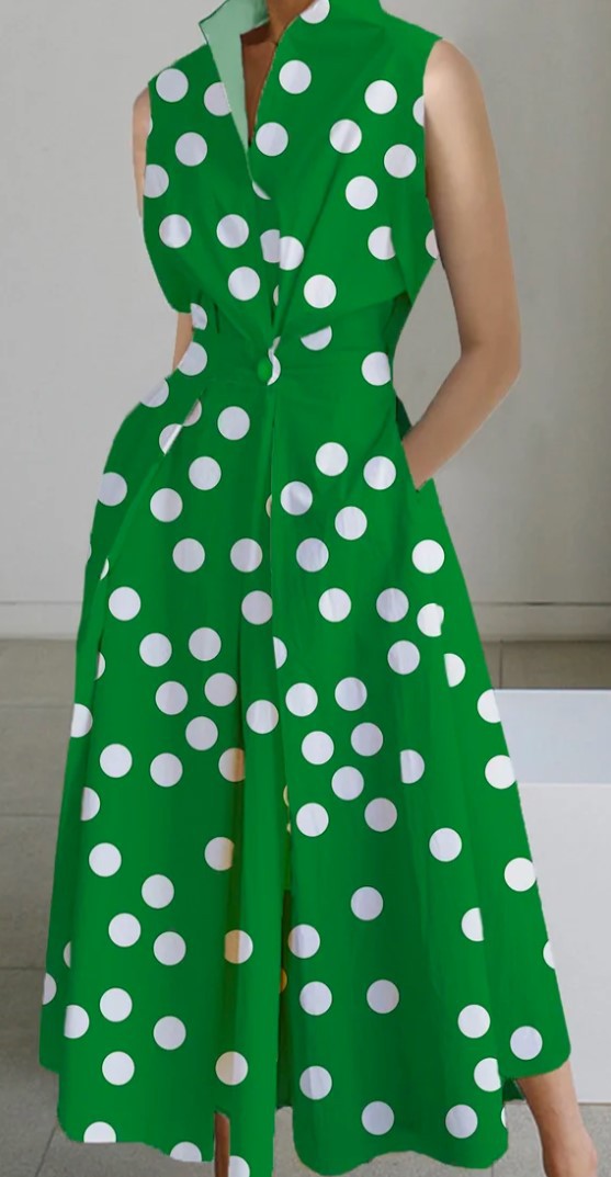 Women's Summer Commuting Fashion Polka Dot Button Dresses