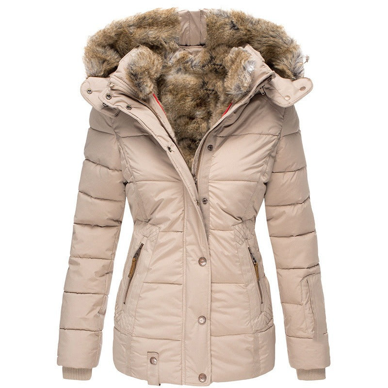 Women's Winter Warm Collar Long-sleeve Zipper Slim-fitting Coats
