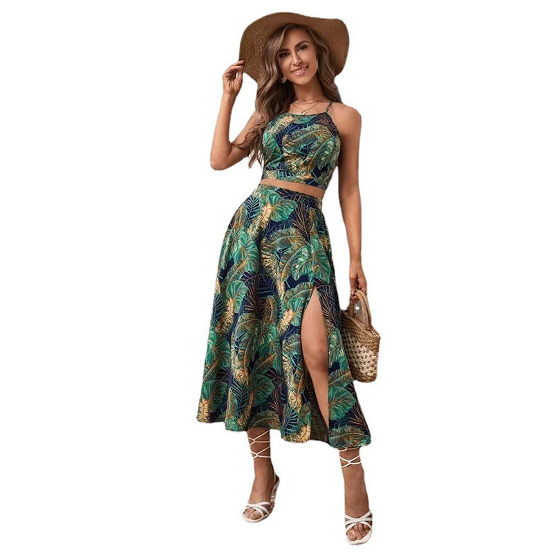 Women's Summer Two-piece Sling Printed Dress Dresses