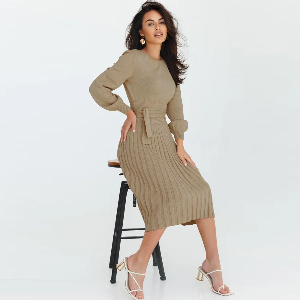 Women's Knitted Long Sleeve Dress Mid-length Sweaters