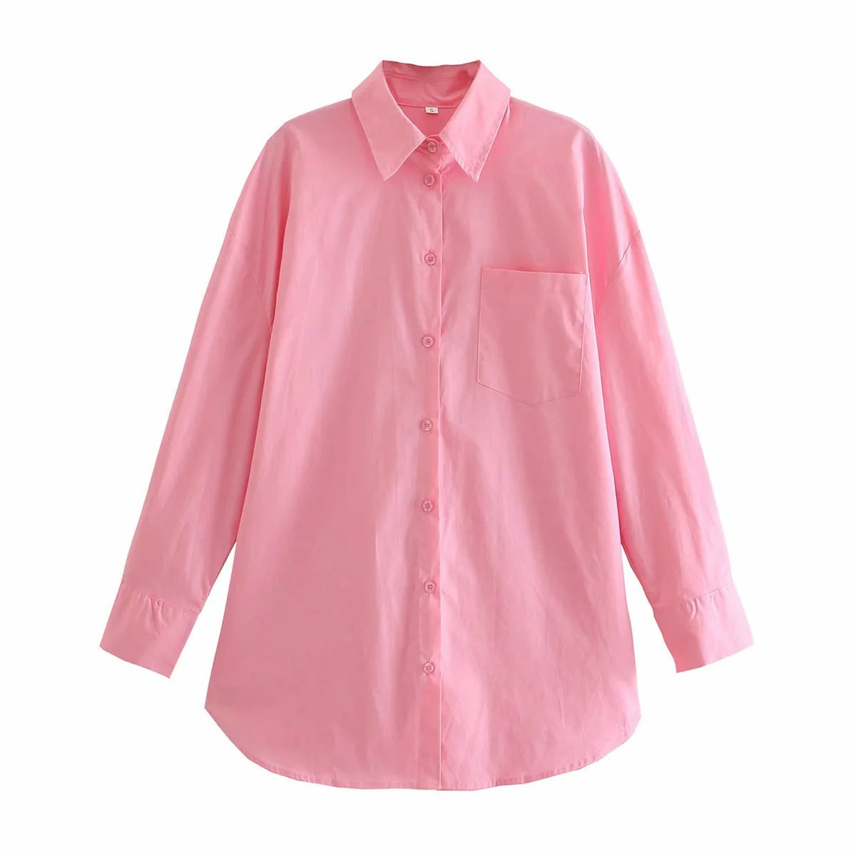 Women's Basic Long-sleeved Shirt With Autumn Pockets Blouses