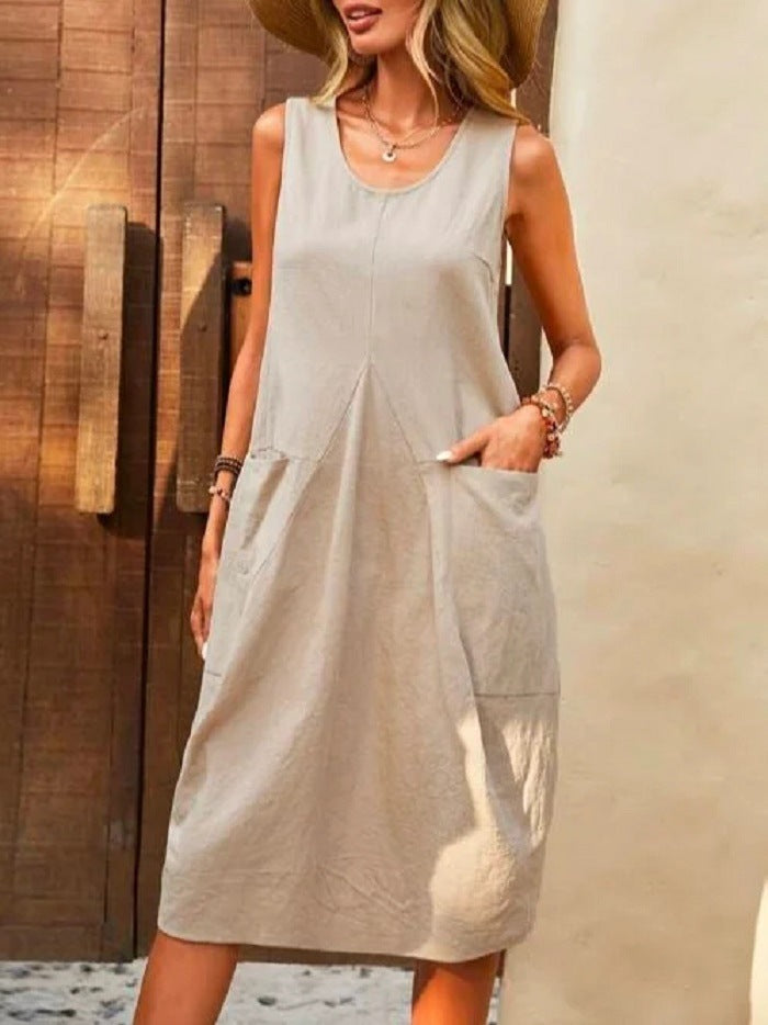 Women's Dress Loose Sleeveless Solid Color Casual Dresses