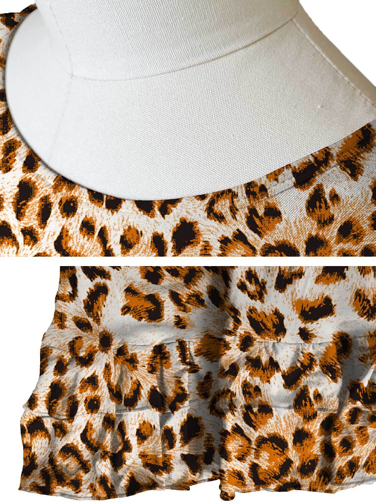 Women's Summer Fashion Wear Round Neck Sleeveless Casual Leopard Dresses