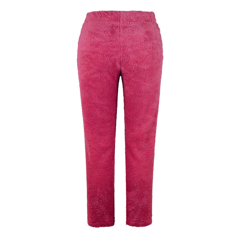 Women's Solid Color Loose Double-sided Plush Trousers Pants