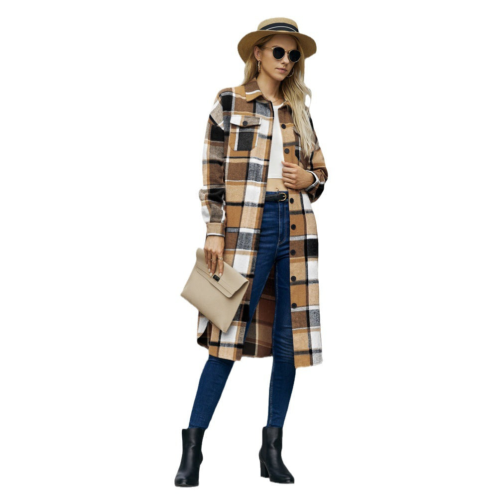 Women's Large Mid-length Wind Single-breasted American Retro Coats