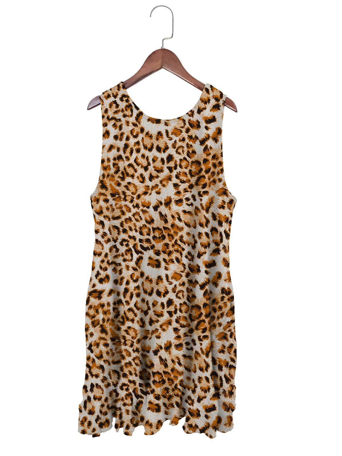 Women's Summer Fashion Wear Round Neck Sleeveless Casual Leopard Dresses