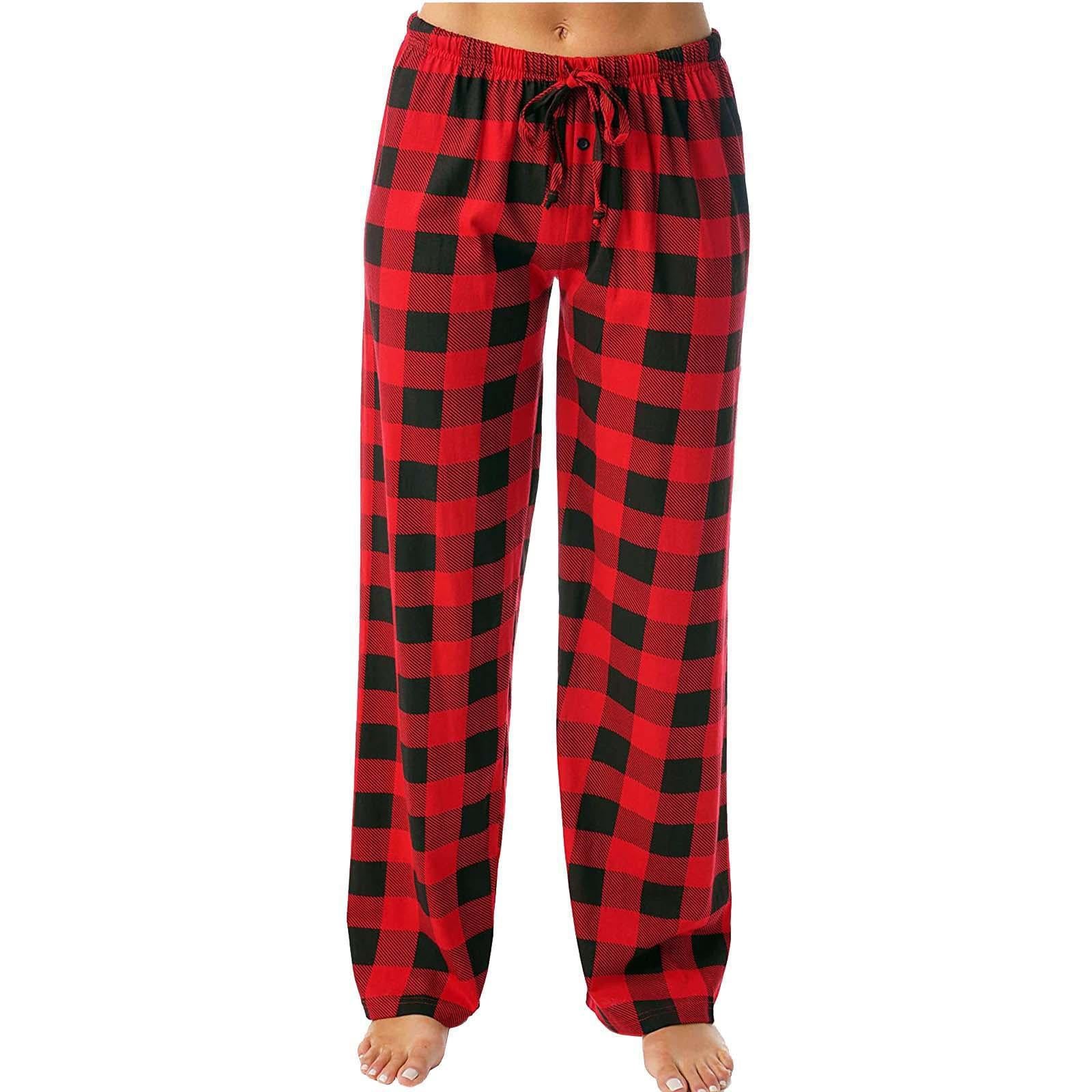 Women's Drawstring Plaid Printed Trousers Casual Pants