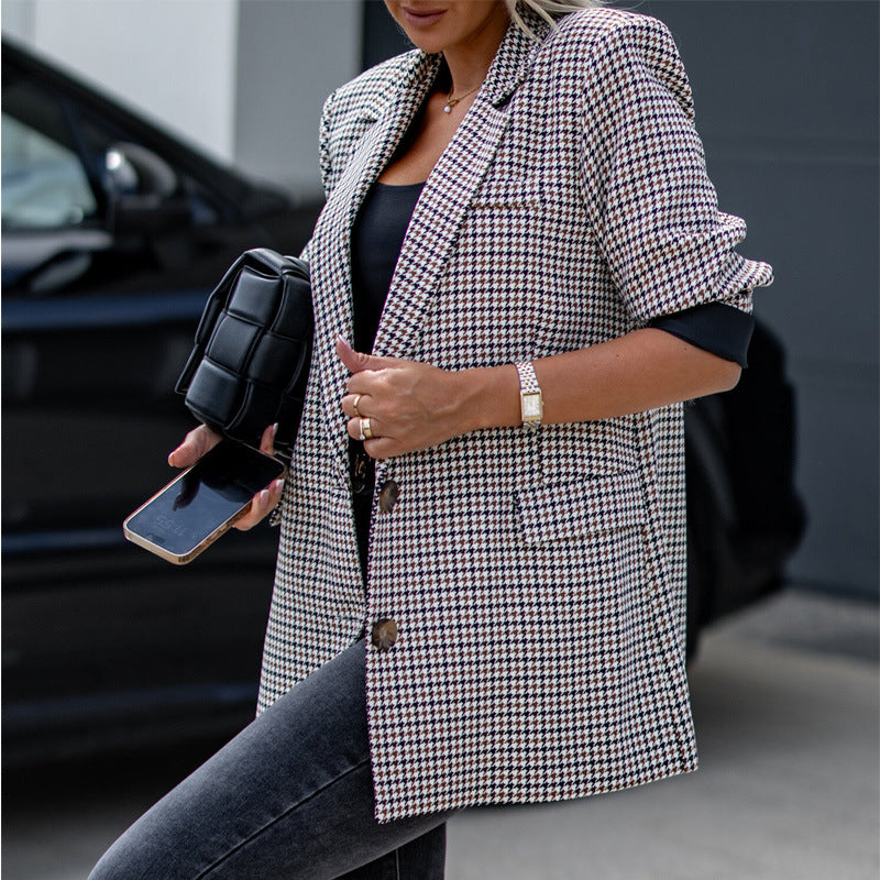 Women's Unique Plaid Casual Single-breasted Lapel Coats