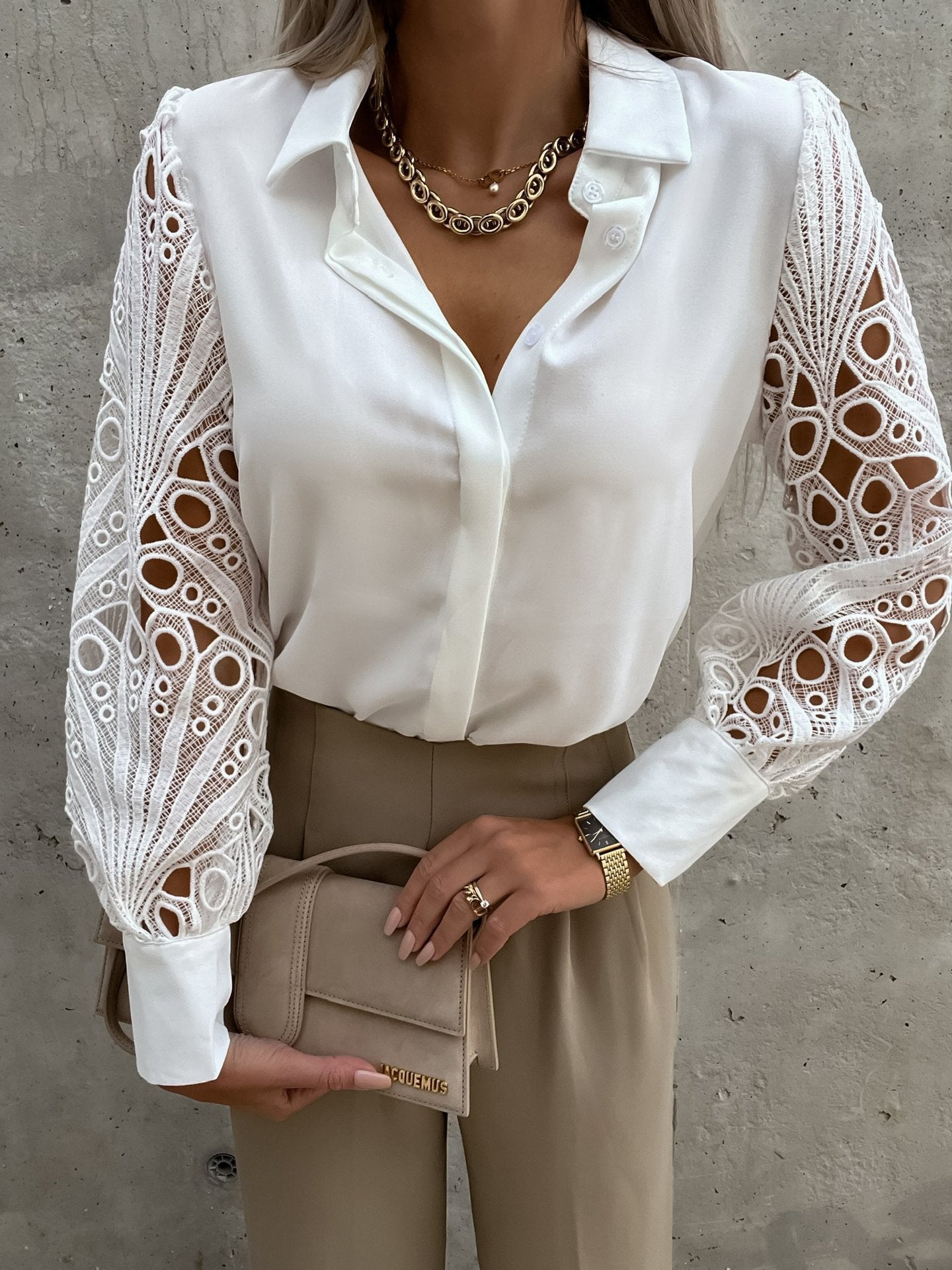 Women's Innovative Elegant Lace Stitching Shirt Coats