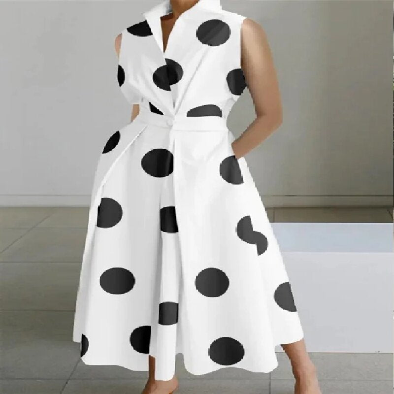 Women's Summer Commuting Fashion Polka Dot Button Dresses