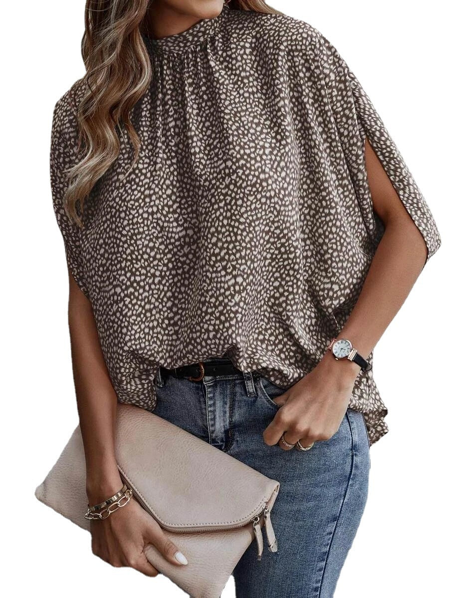 Women's Summer Printing Split Batwing Sleeve Blouses