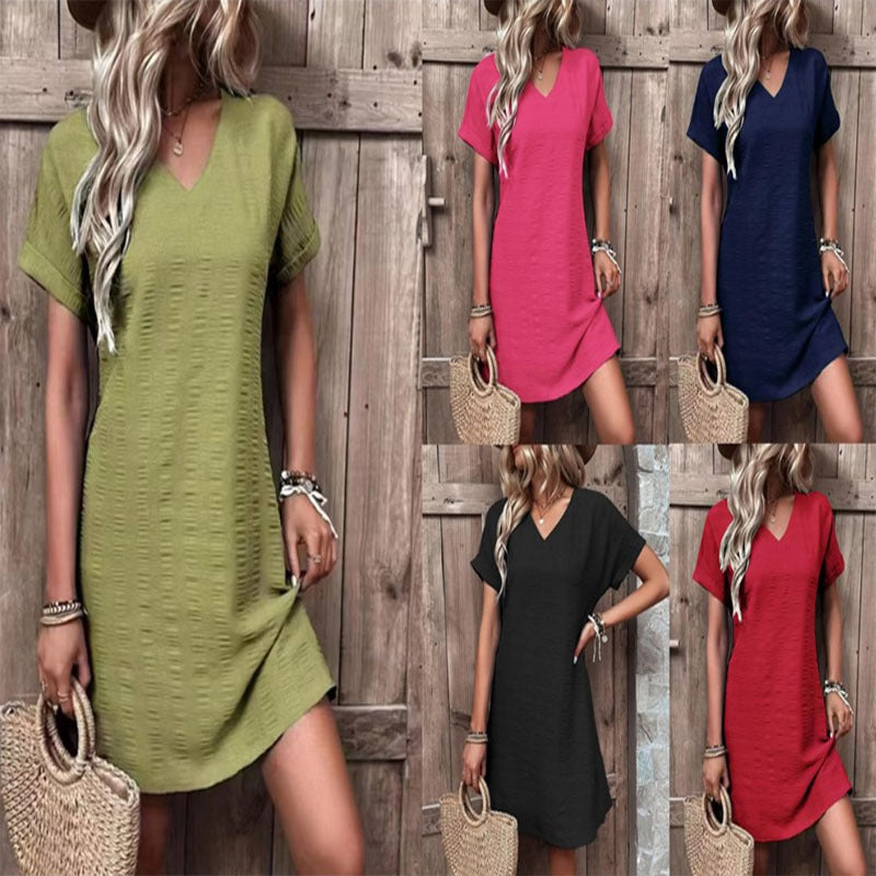 Fashion Sexy Slim Solid Color Sleeve Dresses