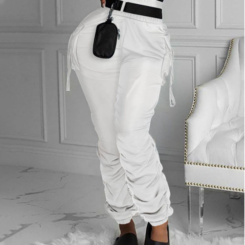 Women's High Waist Pleating Casual Trousers Work Clothes Pants