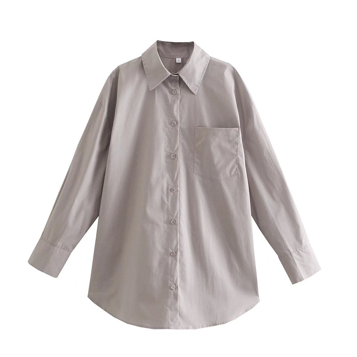 Women's Basic Long-sleeved Shirt With Autumn Pockets Blouses