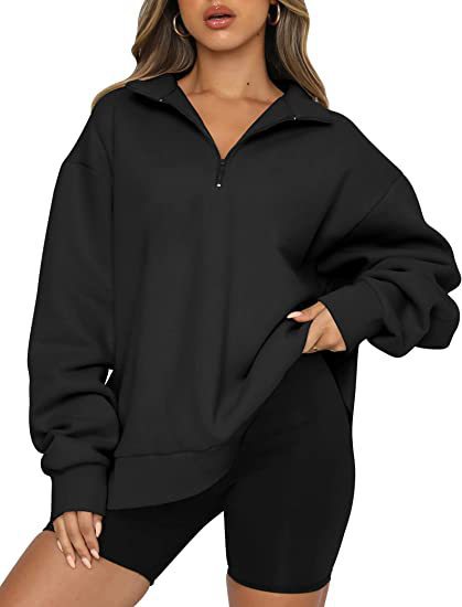 Women's Casual Half Long-sleeve Zipper Fleece-lined Pocket Sweaters