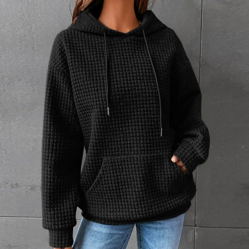 Women's Hooded Long Sleeves Sweatshirt Drawstring Drop Sweaters