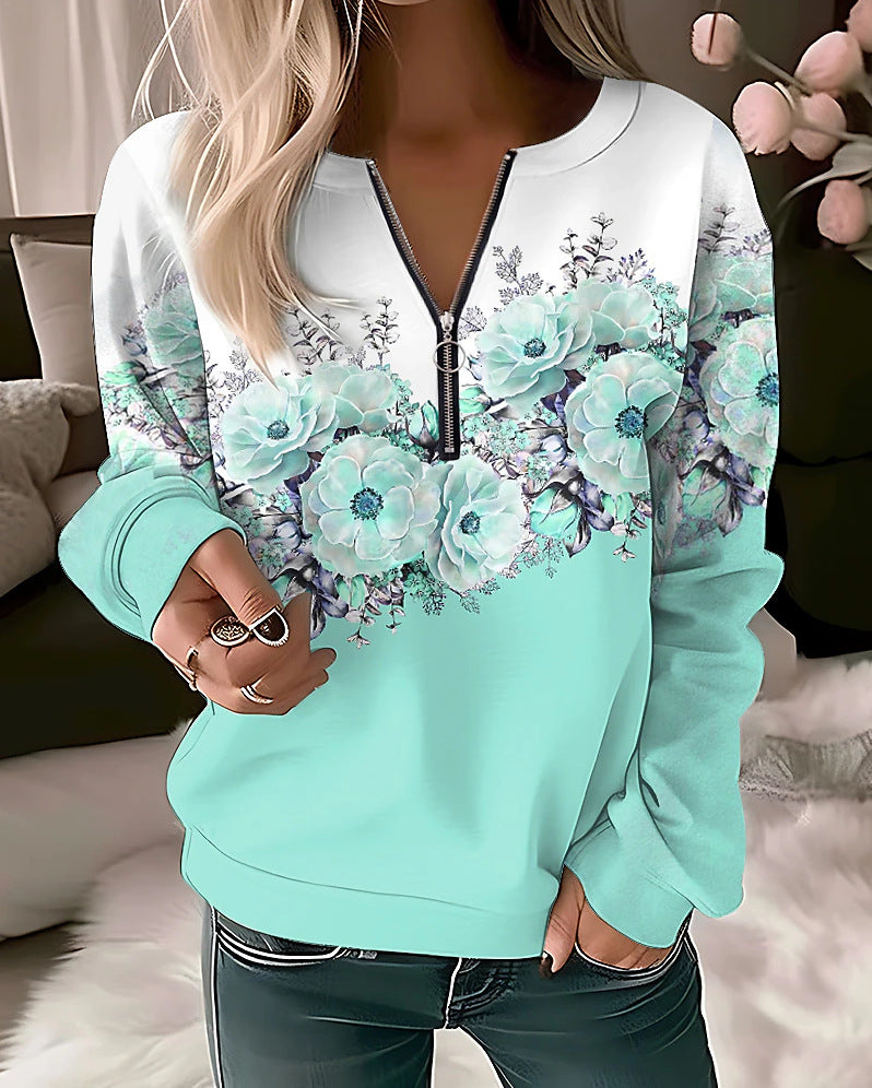 Women's Popular Printed Long Sleeve Pullover Loose Sweaters