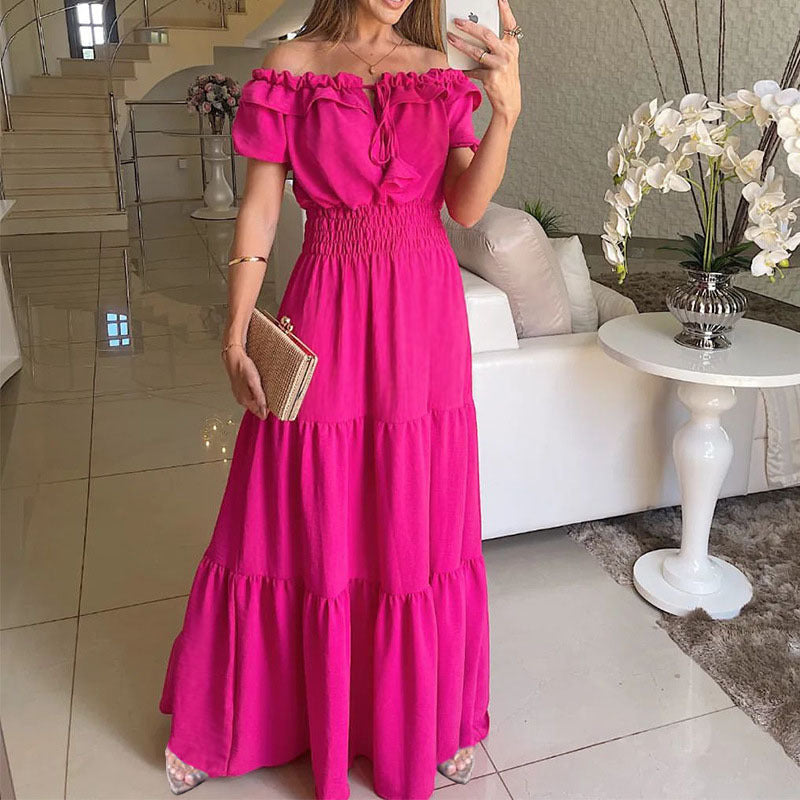 Women's Dress Fashion Elegant Ruffle Puff Sleeve Dresses