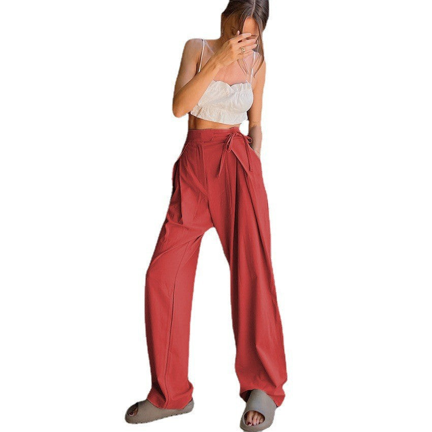 Women's Loose Draggle-tail Trousers Straight High Waist Pants