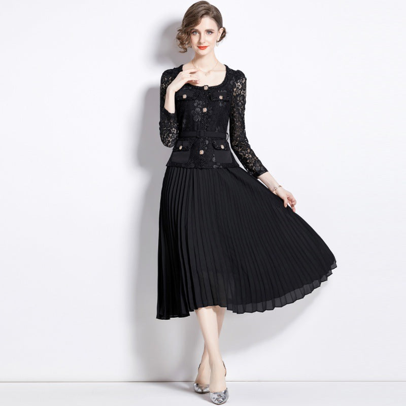 Women's Autumn Dress Light Luxury Slimming Lace Dresses