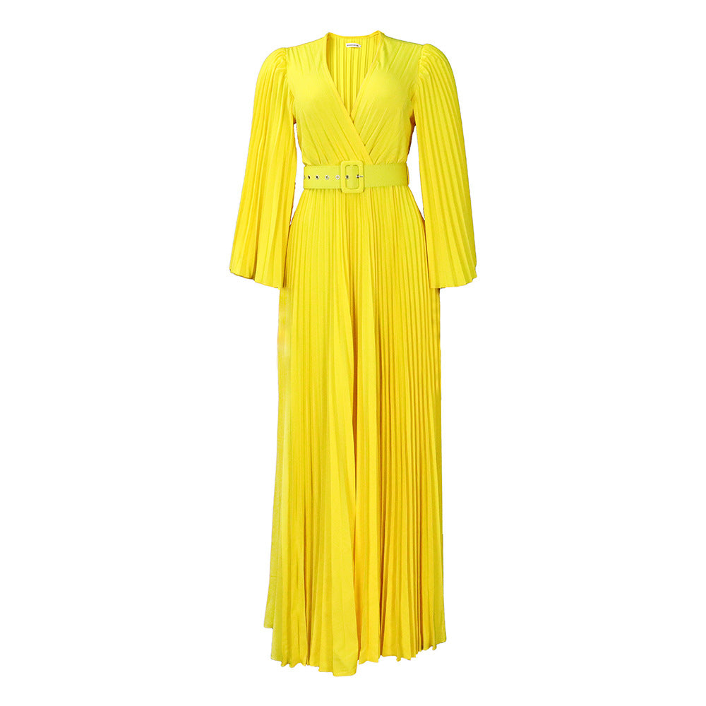 Women's V-neck Sexy Pleated Formal Swing Maxi Dresses