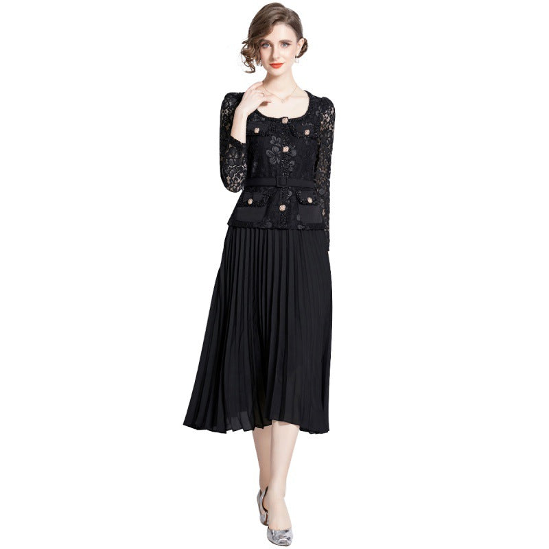 Women's Autumn Dress Light Luxury Slimming Lace Dresses