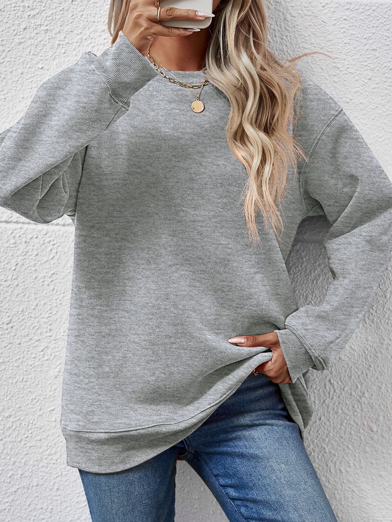 Women's Round Neck Long Sleeve Casual Loose Sweaters