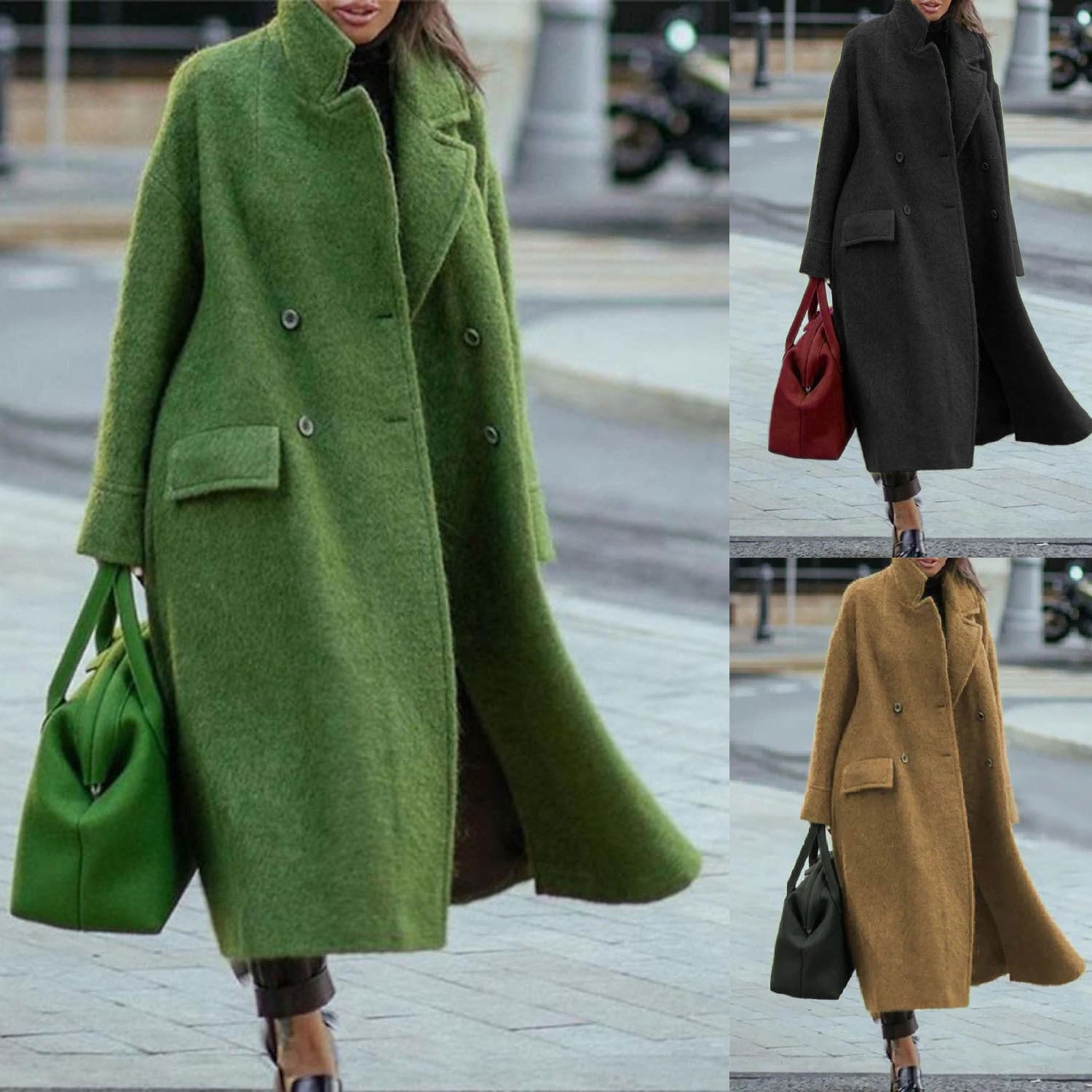 Women's Temperament Commute No Belt Lapel Loose Coats