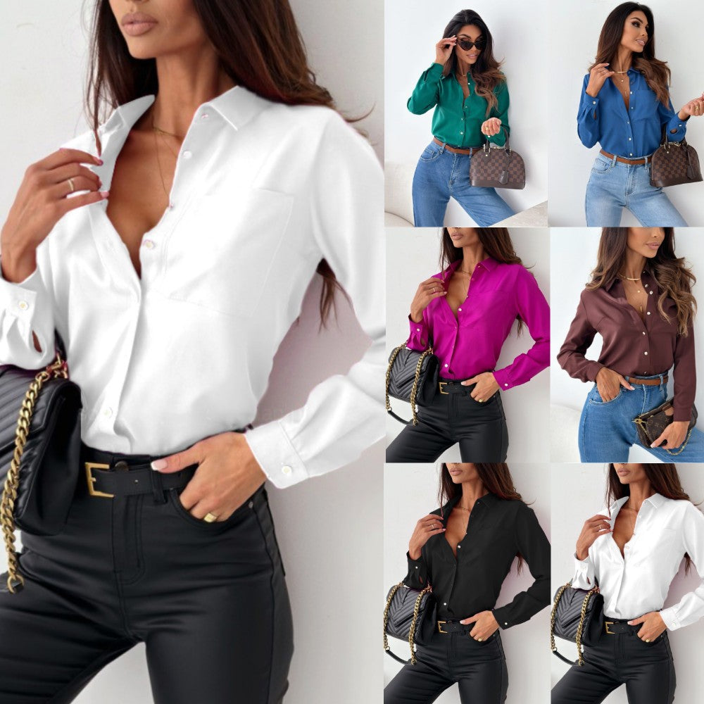 Women's Autumn Simple Solid Color And Shirt Blouses