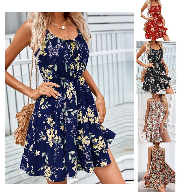 Women's Summer Elegant Sleeveless Pullover Print Elastic Dresses