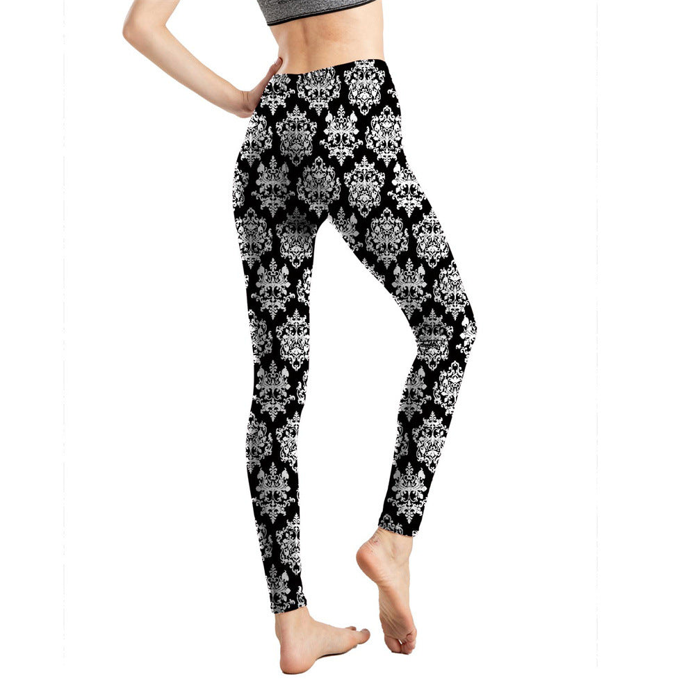 Women's Milk Silk Printed Abstract Letter Cropped Leggings