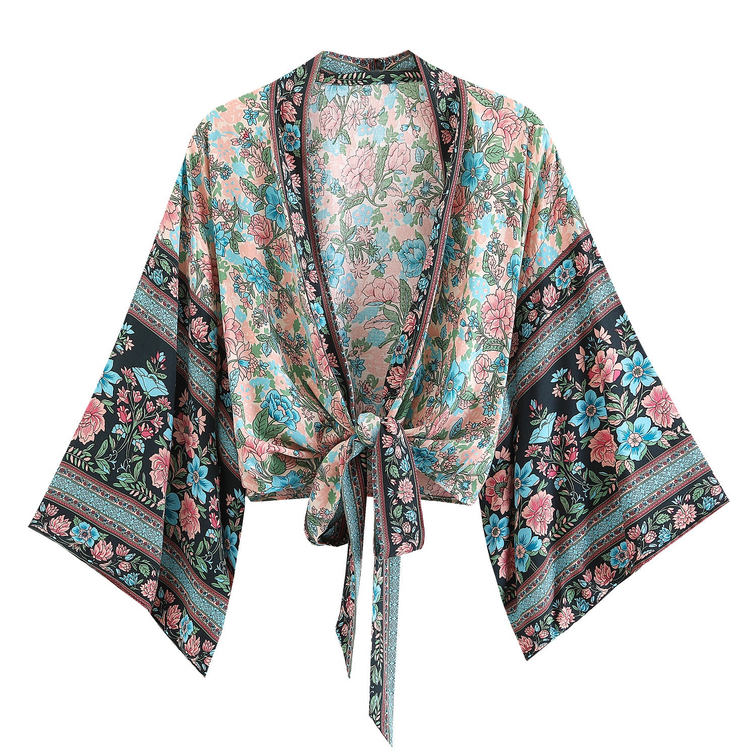 Fashion Print Collar Batwing Sleeve Bohemian Blouses