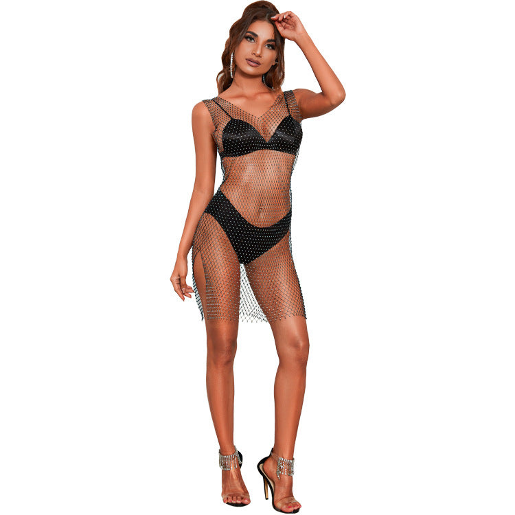 Women's Suspender Fishnet Dress Summer Sexy Beach Dresses