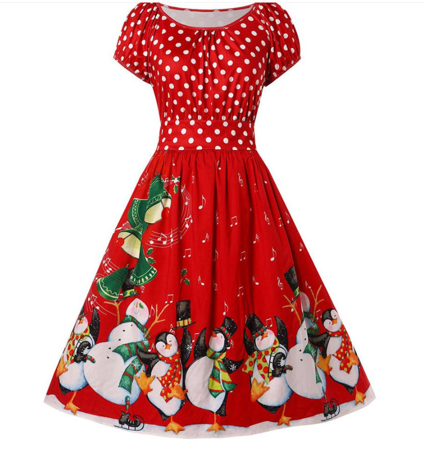 Trendy New Christmas Polka Dot Waist Dresses