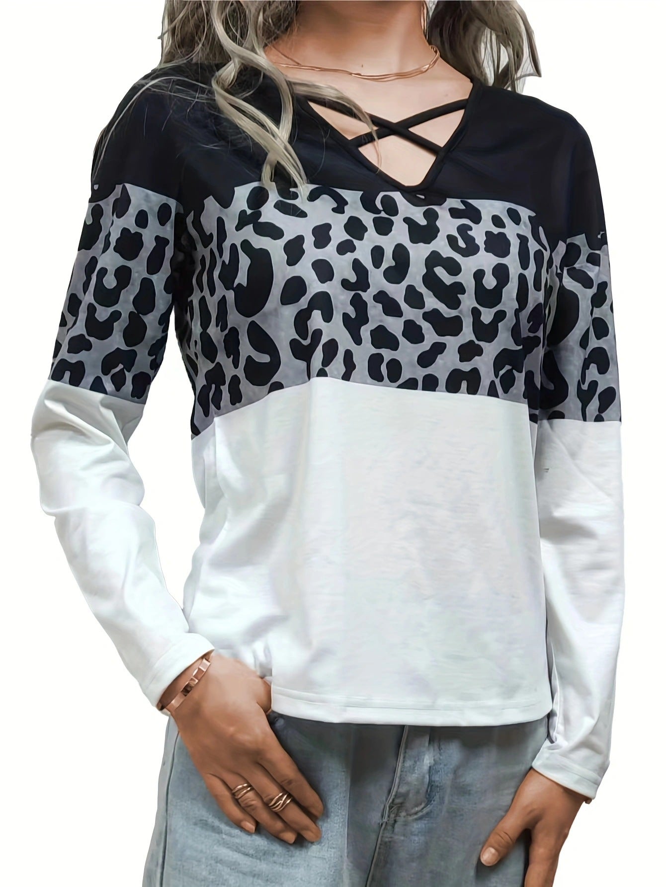 Women's Summer Personalized Leopard Splicing Ladies Blouses