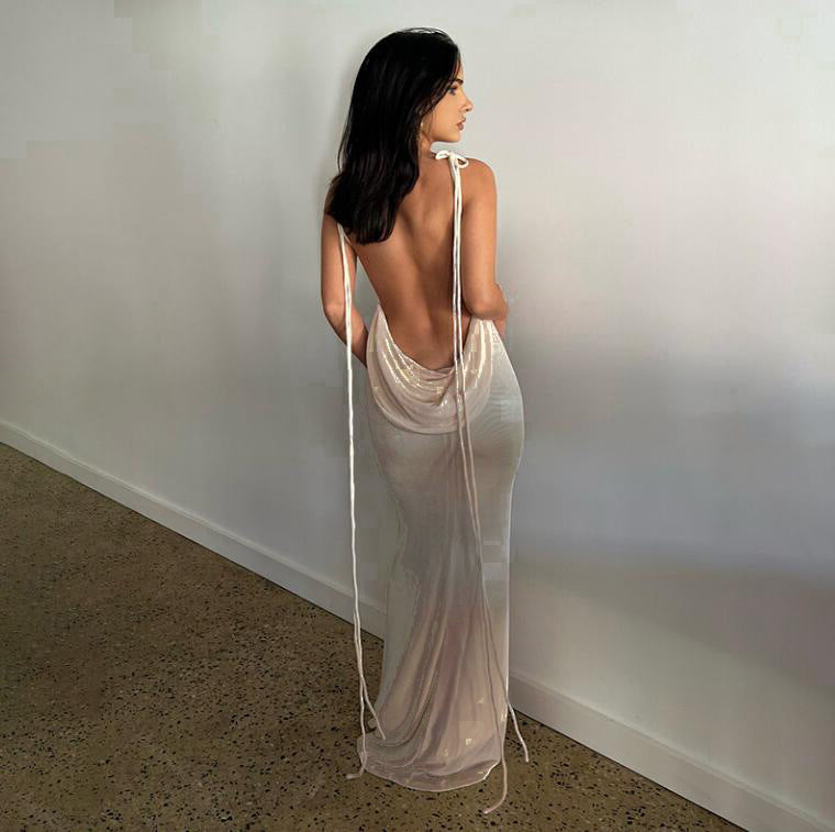 Sexy Backless Lace Up Long Dress Dresses