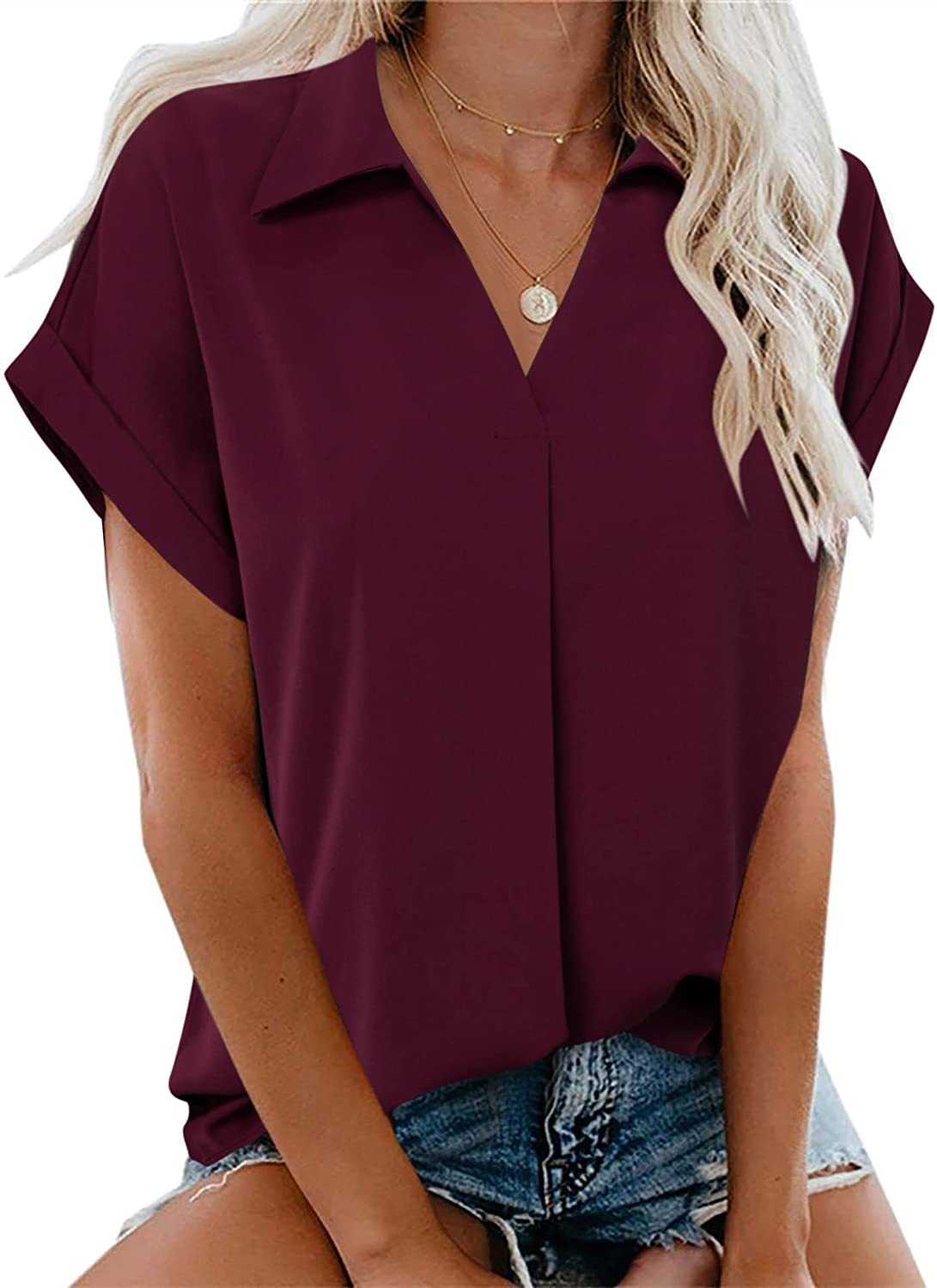 Women's Batwing Sleeve Solid Color Shirt Blouses