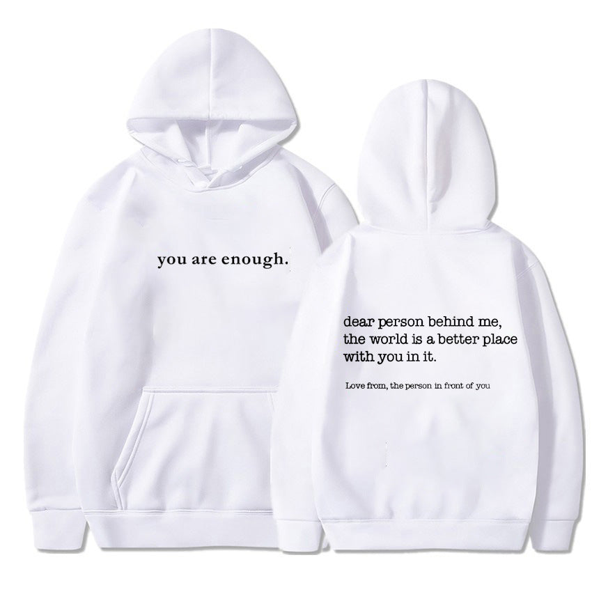 Women's Plain Letter Printed Kangaroo Pocket Drawstring Sweaters