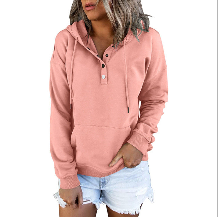 Women's Long Sleeve Loose Casual Hooded Drawstring Sweaters