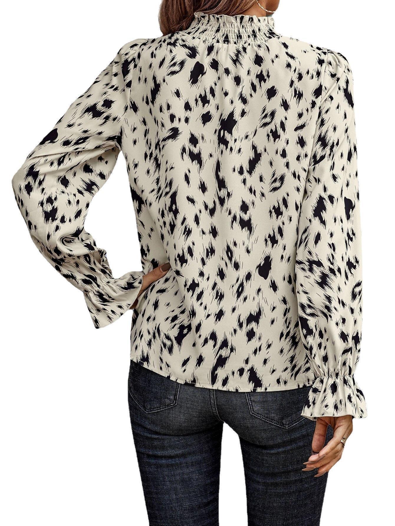 Women's Polyester Pullover Long Sleeve Half Turtleneck Blouses