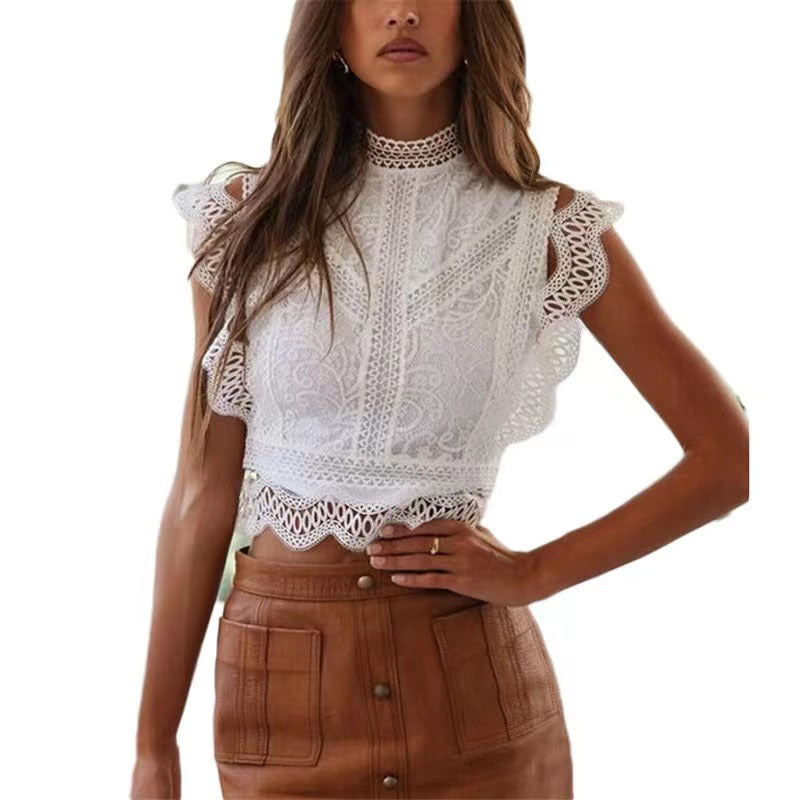 Women's Summer Sexy Cutout Solid Color Geometric Blouses