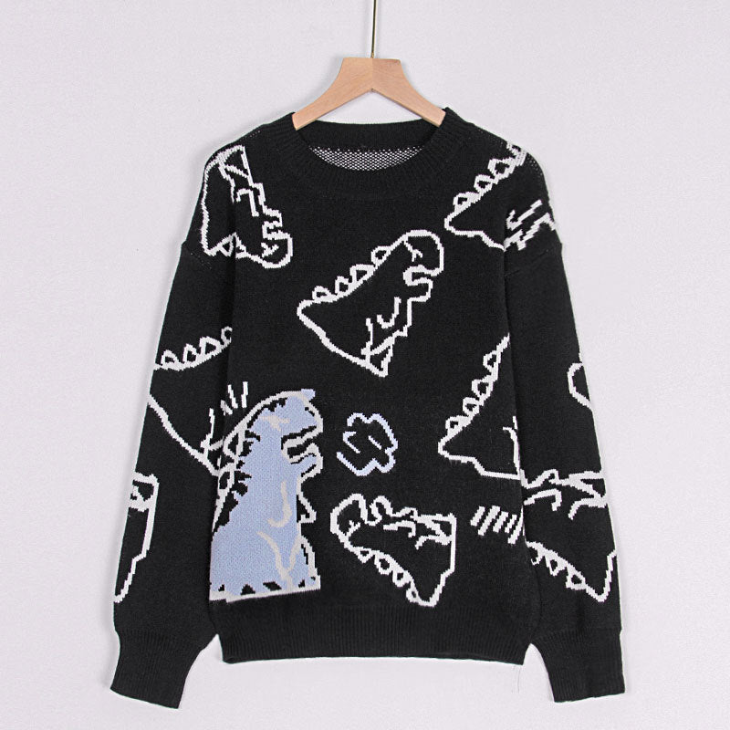 Long Sleeve Round Neck Loose Cartoon Sweaters